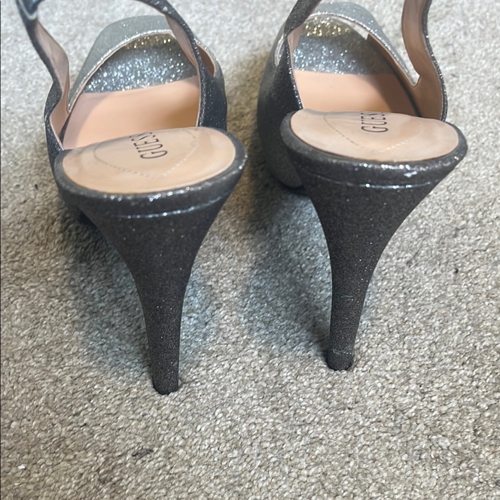 GUESS Women's Silver Peep Toe Heels - Picture 3 of 6